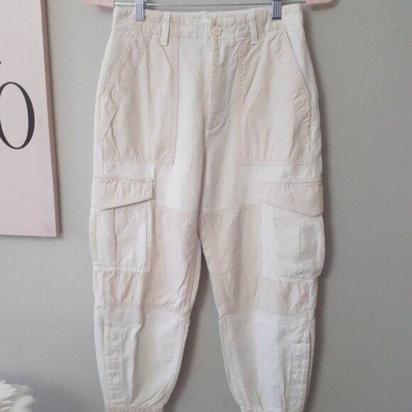 NWOT Citizens of Humanity two tone beige cargo cotton linen surplus pants 24 - Picture 11 of 13